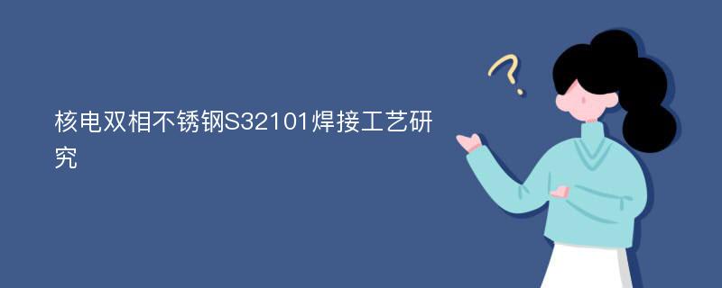 核电双相不锈钢S32101焊接工艺研究