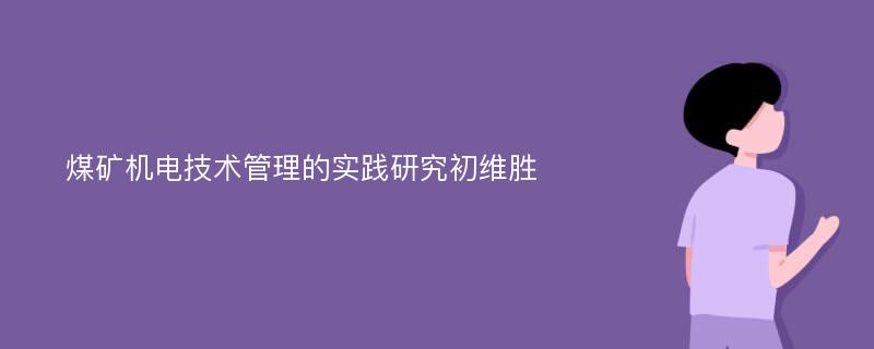 煤矿机电技术管理的实践研究初维胜