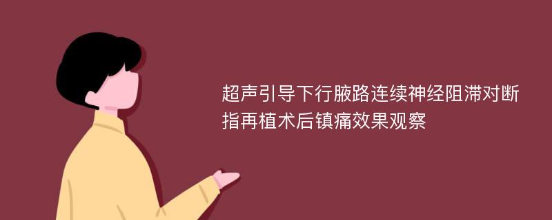 超声引导下行腋路连续神经阻滞对断指再植术后镇痛效果观察