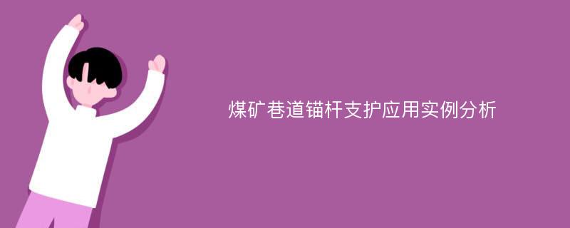 煤矿巷道锚杆支护应用实例分析