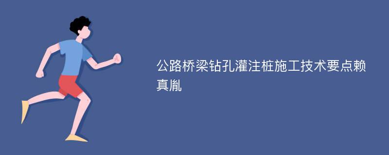 公路桥梁钻孔灌注桩施工技术要点赖真胤