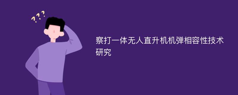 察打一体无人直升机机弹相容性技术研究