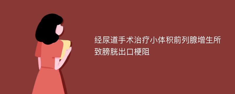 经尿道手术治疗小体积前列腺增生所致膀胱出口梗阻