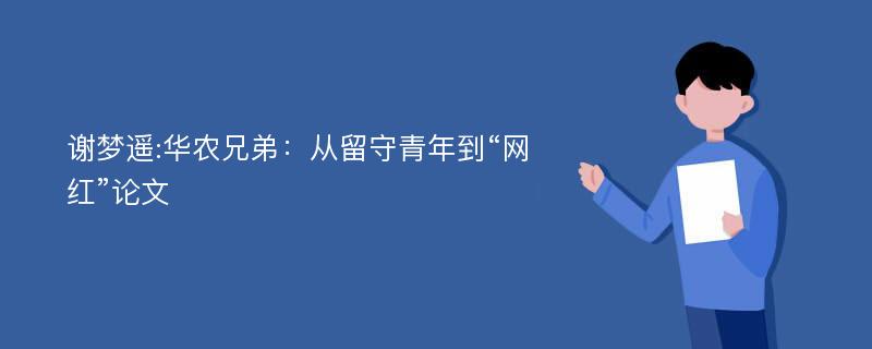 谢梦遥:华农兄弟：从留守青年到“网红”论文