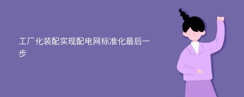 工厂化装配实现配电网标准化最后一步