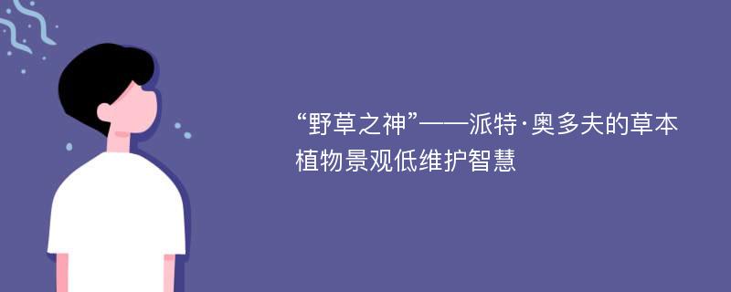 “野草之神”——派特·奥多夫的草本植物景观低维护智慧