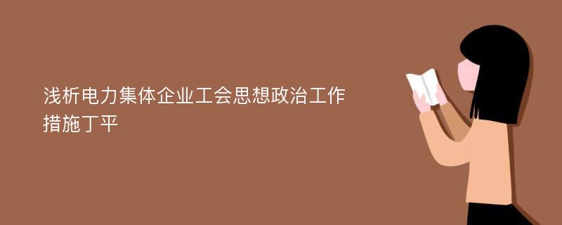 浅析电力集体企业工会思想政治工作措施丁平