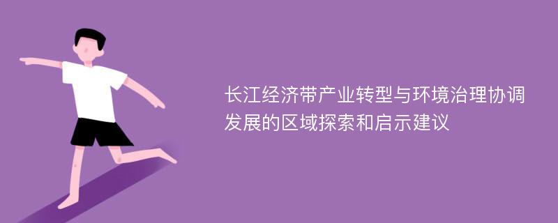 长江经济带产业转型与环境治理协调发展的区域探索和启示建议