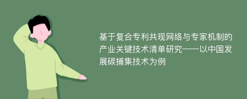 基于复合专利共现网络与专家机制的产业关键技术清单研究——以中国发展碳捕集技术为例