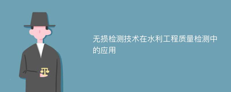 无损检测技术在水利工程质量检测中的应用