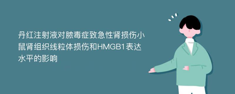 丹红注射液对脓毒症致急性肾损伤小鼠肾组织线粒体损伤和HMGB1表达水平的影响