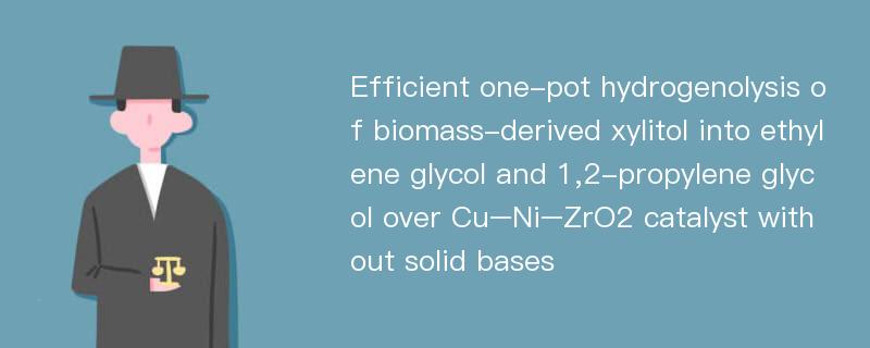 Efficient one-pot hydrogenolysis of biomass-derived xylitol into ethylene glycol and 1,2-propylene glycol over Cu–Ni–ZrO2 catalyst without solid bases