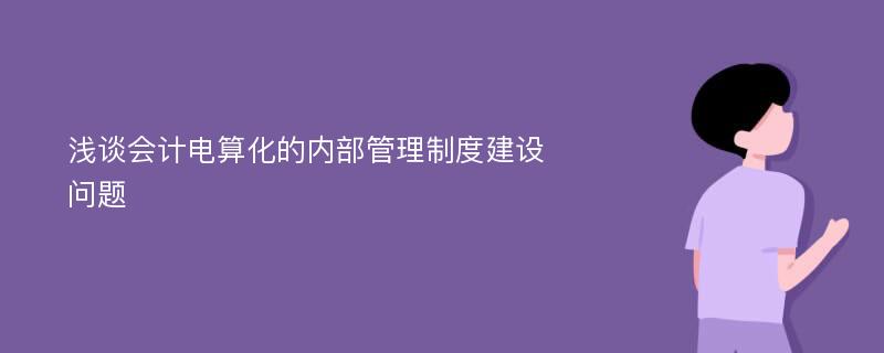 浅谈会计电算化的内部管理制度建设问题