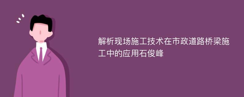 解析现场施工技术在市政道路桥梁施工中的应用石俊峰