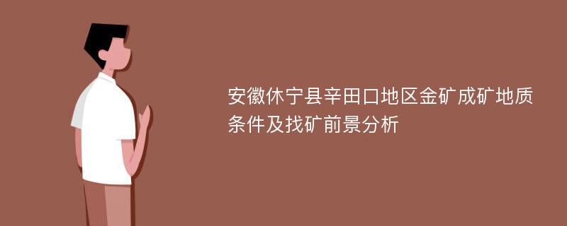 安徽休宁县辛田口地区金矿成矿地质条件及找矿前景分析