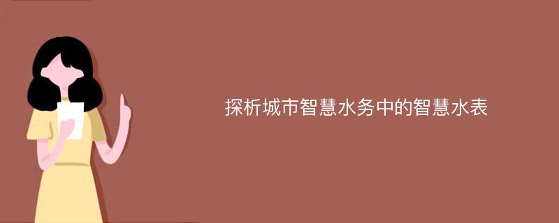 探析城市智慧水务中的智慧水表