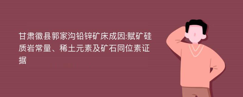 甘肃徽县郭家沟铅锌矿床成因:赋矿硅质岩常量、稀土元素及矿石同位素证据