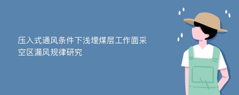 压入式通风条件下浅埋煤层工作面采空区漏风规律研究