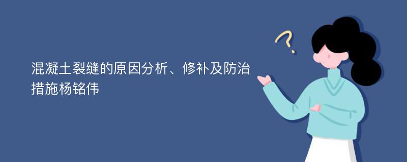 混凝土裂缝的原因分析、修补及防治措施杨铭伟