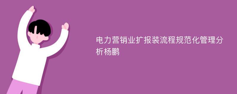 电力营销业扩报装流程规范化管理分析杨鹏