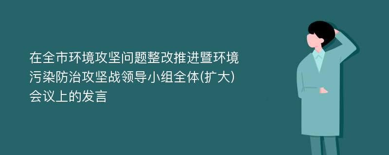 在全市环境攻坚问题整改推进暨环境污染防治攻坚战领导小组全体(扩大)会议上的发言