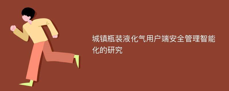 城镇瓶装液化气用户端安全管理智能化的研究