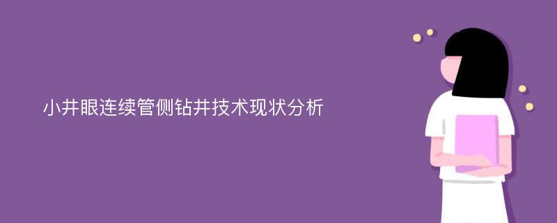 小井眼连续管侧钻井技术现状分析