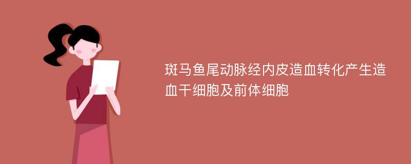 斑马鱼尾动脉经内皮造血转化产生造血干细胞及前体细胞