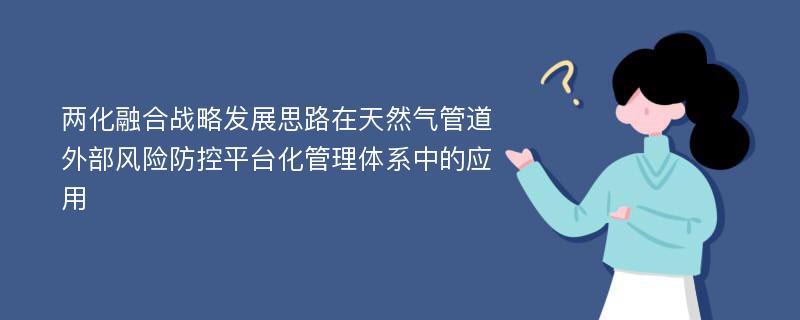 两化融合战略发展思路在天然气管道外部风险防控平台化管理体系中的应用