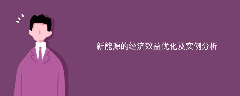 新能源的经济效益优化及实例分析