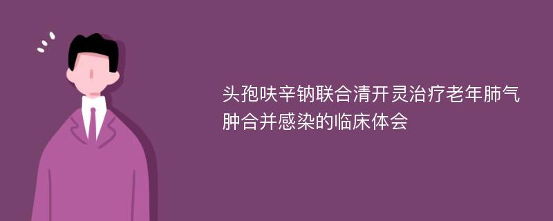 头孢呋辛钠联合清开灵治疗老年肺气肿合并感染的临床体会