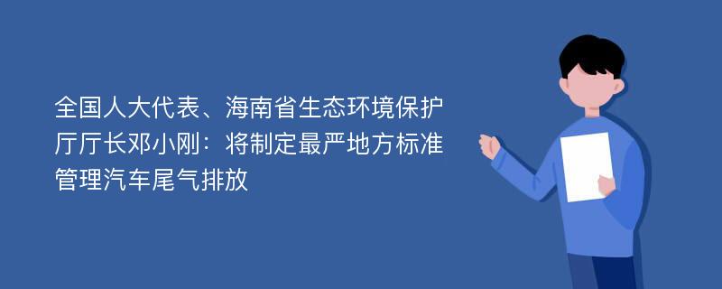 全国人大代表、海南省生态环境保护厅厅长邓小刚：将制定最严地方标准管理汽车尾气排放