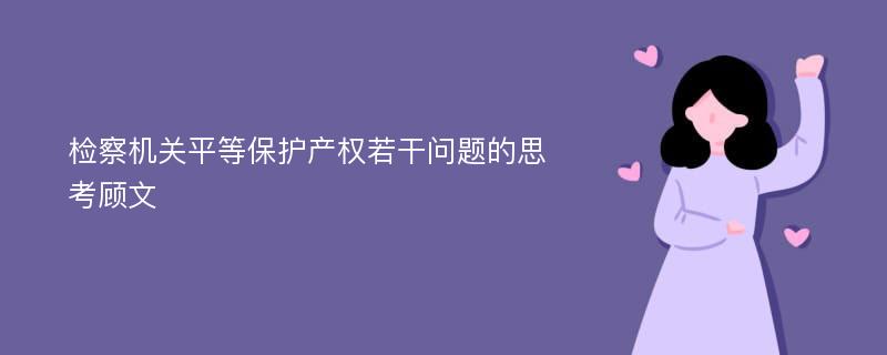 检察机关平等保护产权若干问题的思考顾文