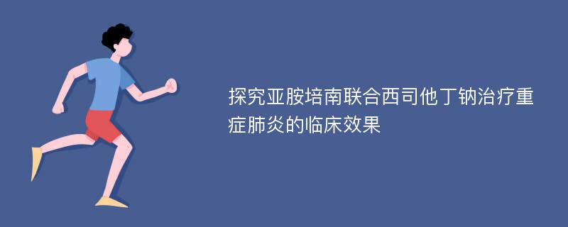 探究亚胺培南联合西司他丁钠治疗重症肺炎的临床效果