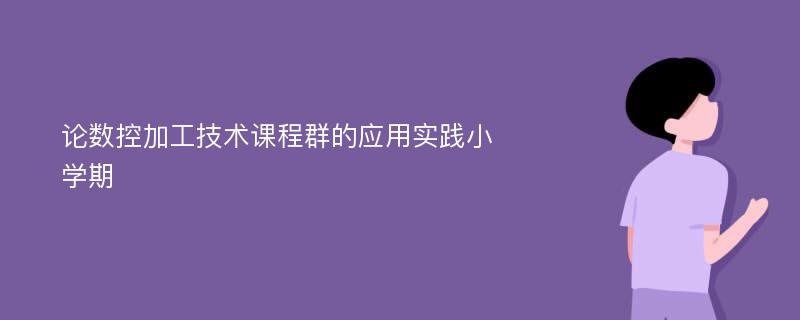 论数控加工技术课程群的应用实践小学期