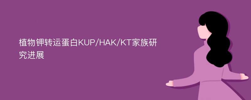 植物钾转运蛋白KUP/HAK/KT家族研究进展