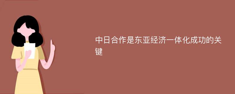 中日合作是东亚经济一体化成功的关键