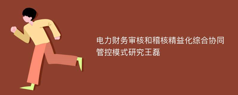 电力财务审核和稽核精益化综合协同管控模式研究王磊