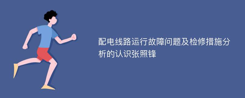 配电线路运行故障问题及检修措施分析的认识张照锋