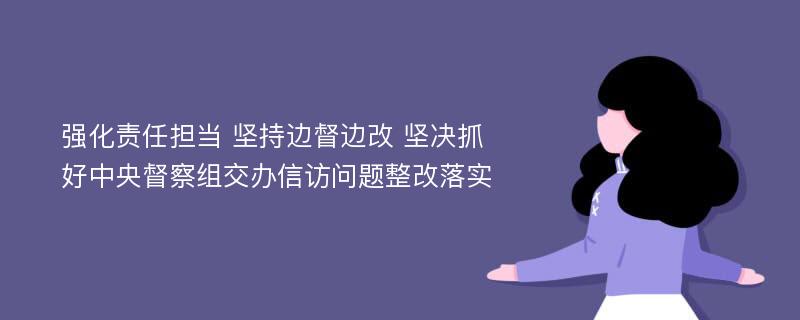 强化责任担当 坚持边督边改 坚决抓好中央督察组交办信访问题整改落实