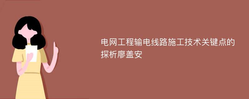 电网工程输电线路施工技术关键点的探析廖盖安