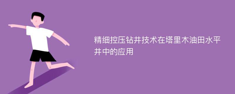 精细控压钻井技术在塔里木油田水平井中的应用