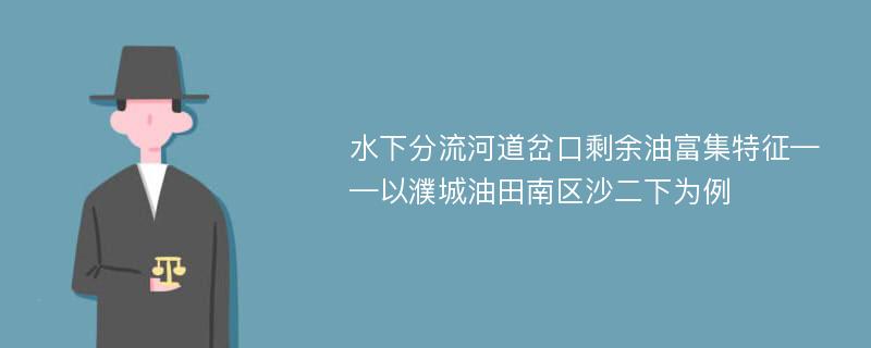 水下分流河道岔口剩余油富集特征——以濮城油田南区沙二下为例