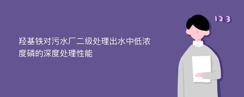 羟基铁对污水厂二级处理出水中低浓度磷的深度处理性能