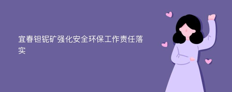 宜春钽铌矿强化安全环保工作责任落实