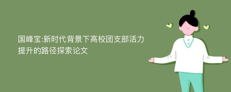 国峰宝:新时代背景下高校团支部活力提升的路径探索论文