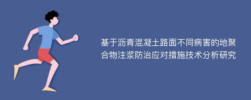 基于沥青混凝土路面不同病害的地聚合物注浆防治应对措施技术分析研究