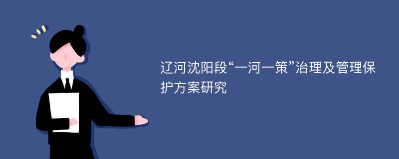 辽河沈阳段“一河一策”治理及管理保护方案研究