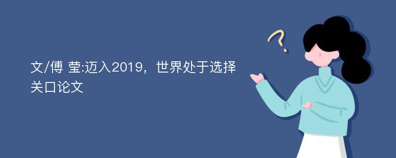 文/傅 莹:迈入2019，世界处于选择关口论文