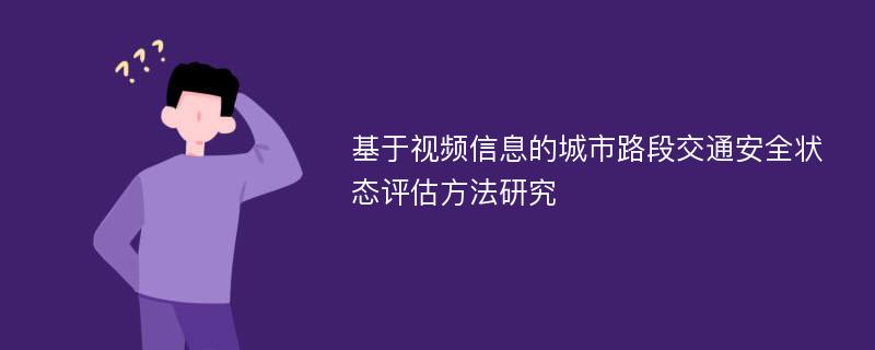 基于视频信息的城市路段交通安全状态评估方法研究